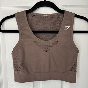 Gymshark Energy+Seamless Crop Top in Taupe